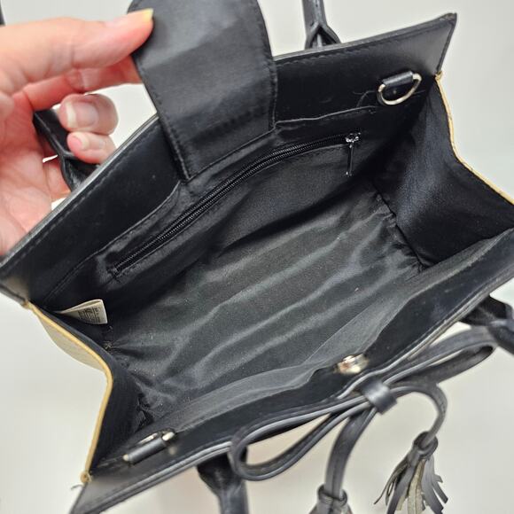 Mini Purse Longaberger Top Handle Bag Tassel Accent Applique Hearts Script Print - Picture 8 of 11